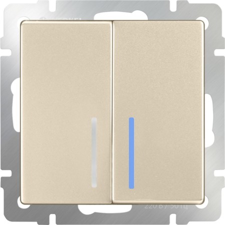 Two-valve switch with WL11-SW-2G-LED backlighting, champagne color