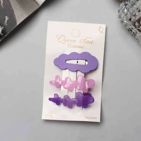 Jannet hair clip (set 3 pcs) 5 cm, purple-2