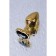 Anal plug with the Toyfa Metal rhinestone, golden, tourmaline, 7 cm, d = 2.7 cm