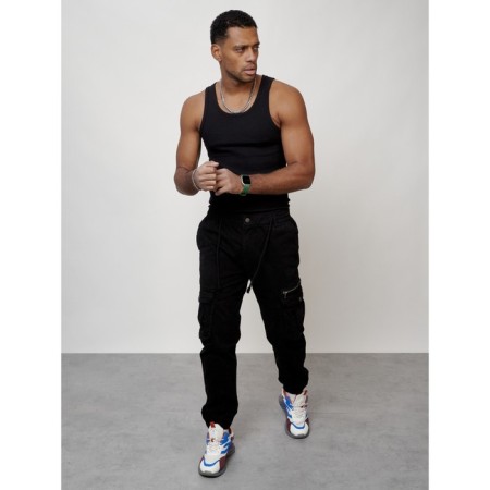 Cargo jeans male, size 44, black color-9