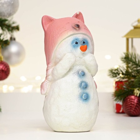 New Year's figure "Snowman in a pink hat" 18cm