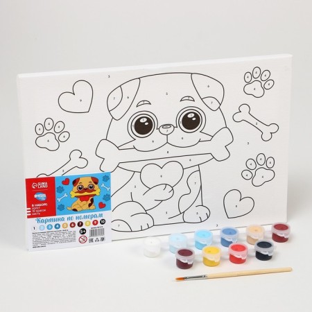 Picture on numbers for children "puppy with a bone", 20 x 30 cm-1