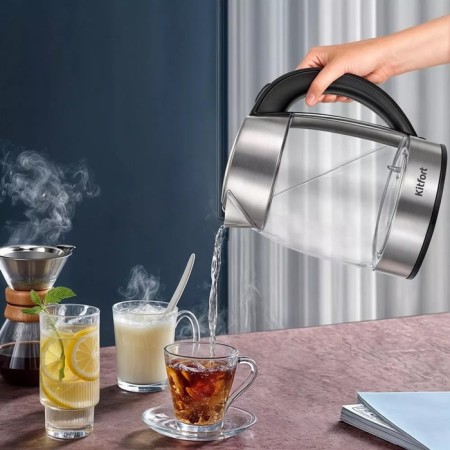 Tea kit KitFort KT-6608, glass, 1.7/1 l, 2200 watts, adjustment t °, display, black-2