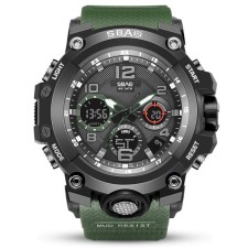 Watch is electronic watch, with an alarm clock, calendar, D-5.6 cm, L-20.5 cm, 3 atm, green