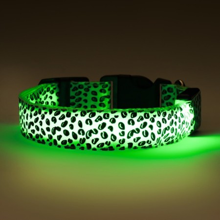 Collar with backlight leopard 3 glow modes size XL, Osh 60-70 x 2.5 cm Green-9