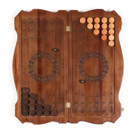 Board games 3 in 1 "Rezans": backgammon, chess, checkers, from an array of beech, patina, 56 x 58 cm-1