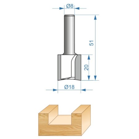 Frases groove Encor Prof 46017, straight, on wood, d = 8 mm, 18 x 20 mm-3