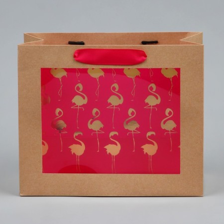 Gift Crafts with a plastic window, packaging, Flamingo, 24 x 20 x 11cm-1