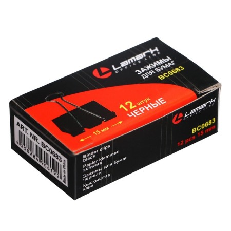 A set of paper clamps 15 mm, 12 pieces, in packaging, black-4