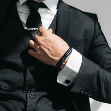 Bracelet male "frame" Portal, black color, d = 6.5-3