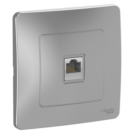 Computer outlet sE Blanca, RJ45, built -in, IP20, aluminum color, Blnis045003