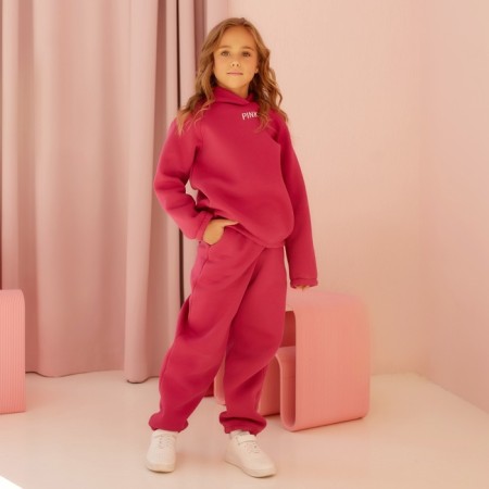 Kids (hoodies, trousers) minku: Basic Line Kids, Oversize, Fuchsia color, height 122-16