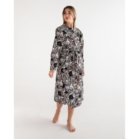 Women's robe elongated Ethel "Leopard", size 54-56, waffle 200g/m2, cotton-1