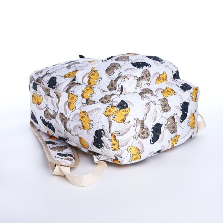 School backpack from textiles with a zipper, 3 pockets, pencil case, white/multi -colored color-6