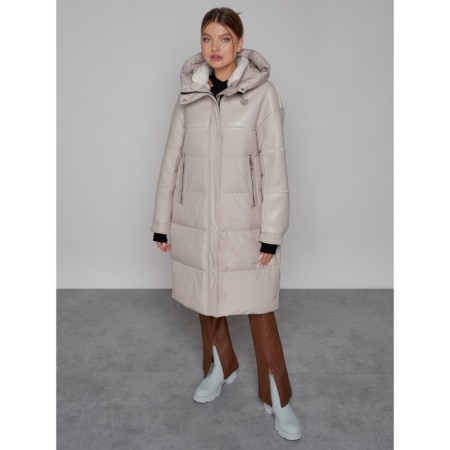 Coat insulated winter female, size 44, beige color-8