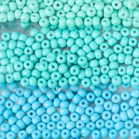 Round beads 6/0 "Ocean color" 6 colors x 10 g 20x8 cm-3
