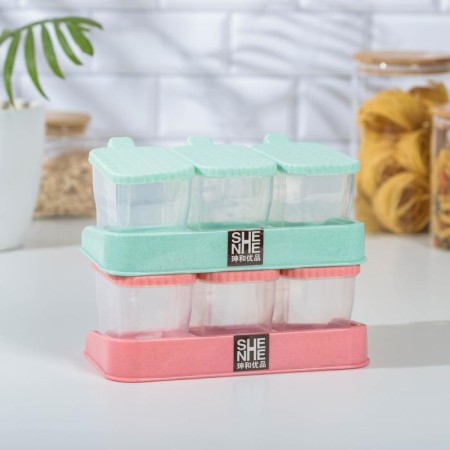 Set of cans on a stand for bulk products, 3 pcs, 22.5 × 11.5 × 8.5 cm, color mix-4