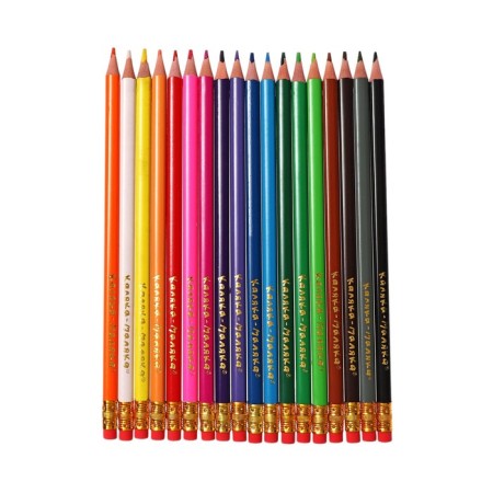 Pencils of 18 flowers "Kalyak-Malyak" washed, with an eraser, trihedral, plastic case-1