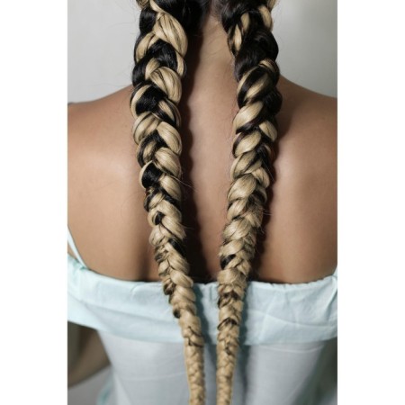 Zumba Kanecalon is monophonic, corrugated, 60 cm, 100 g, light blond color (#AY5)-5