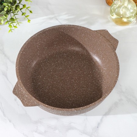 Granite Brown, 2.4 L, D = 26 cm, glass cover, anti -stick coating, brown color-3