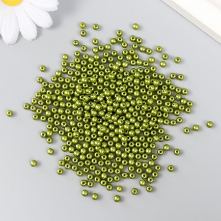 Set of beads "needlework" plastic, diameter 4 mm, 25 g, marsh-green-1