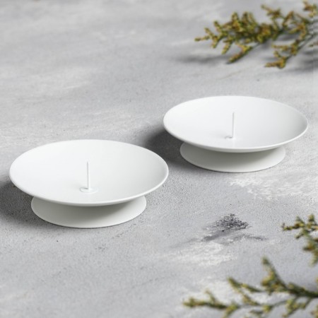 Set of candlesticks Metal "Lotus", 7.5x2 cm, 2 pieces, white-1