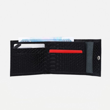 Women's wallet on the button, black color-3