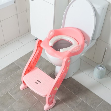 Children's lining - a seat on the toilet "notes", with a soft seat, the color is pink