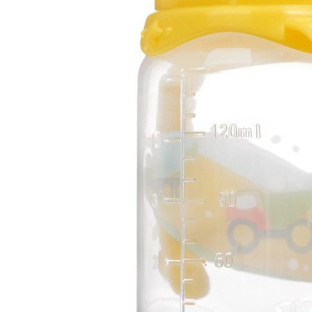 A bottle for feeding "Transport", classic throat, with handles, 150 ml., 0 months, yellow color-3