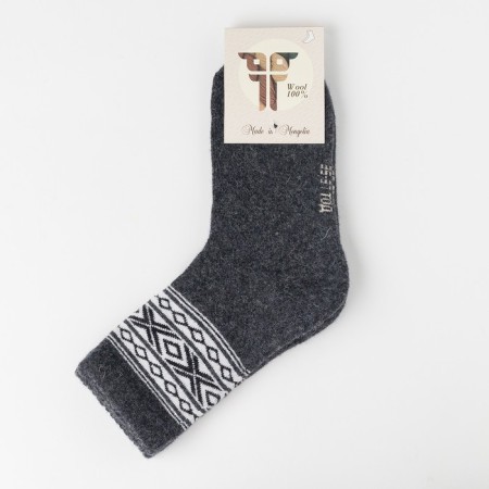 Male socks from Mongolian wool with a pattern, black color, size 27 (40-42)-2