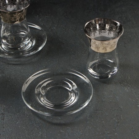 Tea service "Mia", 12 items: tea glass 160 ml, 6 pcs, saucer, 6 pcs, with golden spraying-1