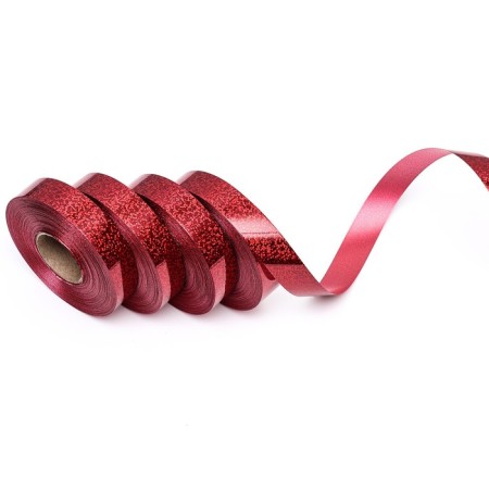 Holographic tape for decor and gifts, red, 2 cm x 50 m-2