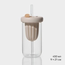 Glass glass with a lid and tube 