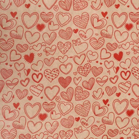 Paper packaging craft "Figure hearts", red, 40 g/m², 0.72 x 10 m-1