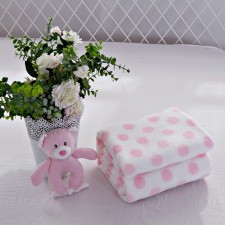 Baby plaid with a toy, size 90x120 cm, pink color