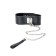 Collar Toyfa Theater, leather, with a leash, black, 44 cm