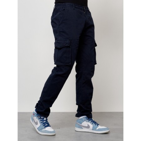Cargo jeans men, size 46-48, dark blue color-4