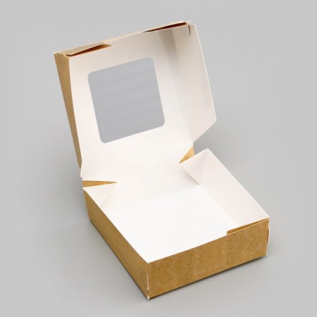 Folding box, with a window, craft, 11.5 x 11.5 x 4 cm-5