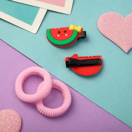 Hair set "Ariadne" (2 elastic bands, 2 clamps) watermelon-2