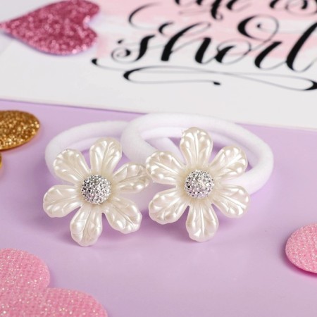 Hair gum "Lilia Lace" (set 2 pcs) white-1