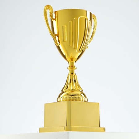 Cup 092, award figure, gold, plastic stand, 19.8 x 10.5 x 8 cm.-2