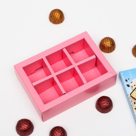 Box for sweets 6 pcs, pink, 13.7 x 9.85 x 3.86 cm-2