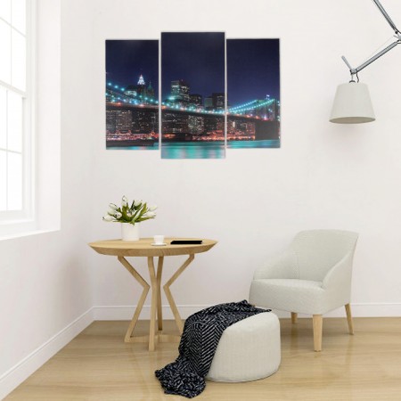 Modular picture "Night Bridge" (2-25x52; 1-30x60) 60x80 cm-3
