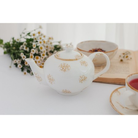 Teapot Porcelain Hot Dilan Organic Gold, 650 ml, white color-9
