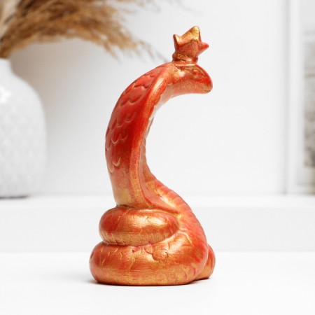 Figure "Snake with the crown" red with gilding, 7cm-3