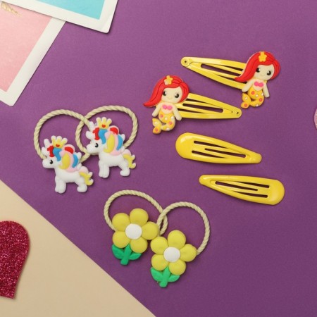 Hair set "vanilla" (4 elastic bands, 4 invisibility) mermaids, yellow-1