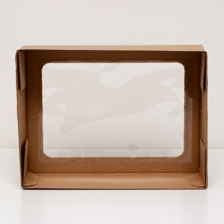 Box for a cake with a window, craft, 30 x 40 x 12 cm-3