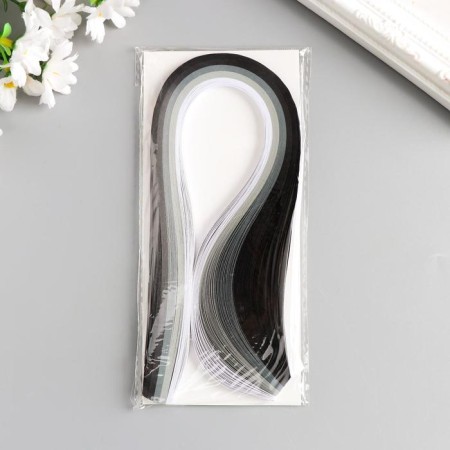 Strips for quilling 100 strips density 120 g "from white to black" w. 0.5 cm dl. 39cm-2