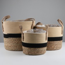 A set of baskets of 3 pcs, 31x28x27 cm, 27x23x25 cm, 24x20x21 cm, rogoz