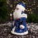 Santa Claus "In a fur coat with folding sleeves and a staff" 30 cm, moves, blue